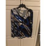 Dana Buchman  Women's Long Sleeve V Neck Abstract Print Top Size S Photo 1