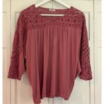 Garnet Hill muse lacework dolman sleeve blouse pink small Photo 3