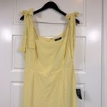 Lulus  Women’s Bimini Light Yellow Swiss Dot Tie-Strap Midi Dress Size XL NWT Photo 2