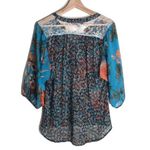 Anthropologie Figueroa & Flower Sheer Floral V-neck Long-sleeved sheer Blouse size medium boho Photo 9