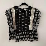 Jennifer Grace JENNIFER AND GRACE Plus Embroidered Eyelet TOP Black/Cream  Size 1X Photo 2