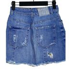 ZARA  Distressed Raw Hem Mini Cotton Button Fly Skirt 5 Pockets S Blue #3211 Photo 3