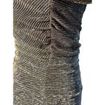 NEW STEVE MADDEN S Gold Green Metallic Ribbed Ruched Dress Long Sleeves V Photo 3