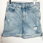 Old Navy  Ski Hi Extra High Rise Button Fly Light Wash Distressed Cuffed Shorts Photo 1