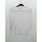 Peck & Peck Womens White Faux Button 3/4 Sleeve Textured Top Blouse Size L Artsy Photo 1
