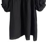 Hunter Bell Noah Black Poplin Collared V-Neck Puff Sleeve Mini Dress Small Photo 12