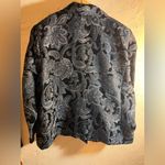 Dress Barn Brocade Black Blue Gray Paisley Blazer Plus 3X button front unlined Photo 9