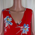 W5 Anthropology  Sleeveless High Low V-Neck Floral Top Blouse Sz Large Orange Photo 4