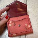 Coach Floral Bow Leather Compact Wallet Pink Envelope Snap Zip Coin Photo 2