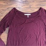 House of Harlow  1960 • lightweight tee maroon raw edge flowy long sleeve rayon Photo 2