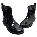Michael Kors Womens Dani Rain Boots 11 Black Ankle Rhinestone Embellish Pull On Photo 1