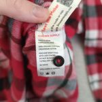 Known Supply Women's Large Flannel Button Down Shirt Plaid‎ Organic Cotton Red Photo 5