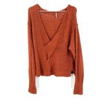 Free People  Coco Pullover V-Neck Long Sleeve Cross Knit Sweater in Terracotta Photo 1