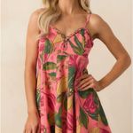 Red Dress Boutique Red Dress Pink Tropical Mini Linen Dress  Photo 0
