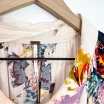 Free People  Meadow Lark Blouse Button Front Shirt Cream Floral Long Sleeve XS Photo 4