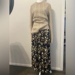 Jones New York fall floral maxi pleated skirt vintage Y2K navy brown 14 Photo 1