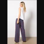 Michael Stars  Sita Embroidered Stripe Cotton Wide Leg Pants S Photo 3