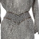 Vintage George Gross Metallic Gold Black & White Patterned Dress Animal Print Multiple Size 8 Photo 3