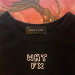 White Fox Boutique "wht fx" logo embroidered black high neck crop top Photo 3