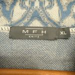 MFH Knit Women’s Sweater Geometric Pattern 100% Pima Cotton Blue & Cream Size XL Photo 2