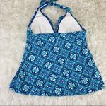 Spanx Blue Geometric Ruffle Trim Tankini Small Photo 1