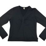 prAna  Breathe V-Neck Athletic Top Women Sz L Black Stretch Yoga Sporty Made USA Photo 1