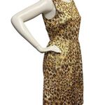J.Crew Women's Sz 4 Golden Brown Sheath Dress Leopard Print Bow Preppy Casual Photo 2