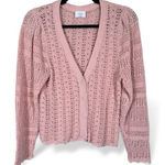 Wilfred  Pink Crochet Open Knit Cardigan Sweater Womens M Fall Coquette Delicate Photo 0