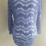 Chico's  Blue Crochet Knit Beaded V-Neck Sweater Top Womens Size 1 Photo 3
