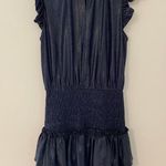 The Pants Store  M Blue Drop Waist Snakeskin Print Sleeveless Smocked Dress Navy Photo 5