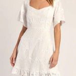 Lulu's Mallorca White Floral Embroidered Lace Sweetheart Neckline Dress XL Photo 0