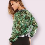 Juicy Couture  Sheer Tropical Palm Tree Leaf Bomber Jacket Small Photo 1