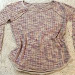 Free People Pink Combo Long Sleeve Textured Knit Top Size L (NWT) Photo 6