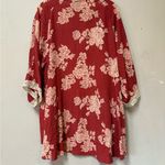Bobeau Boho Floral Kimono Cardigan Open Front Pockets Rust Red  Photo 1