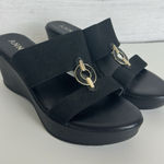 Anne Klein  Black Hadya Wedge Sandals Women's Size 7.5 Summer Going‎ Out Career Photo 0