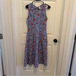 Pact  Organic Fit & Flare Keyhole Back Dress Nightfall Blooms Cornflower Blue M Photo 2