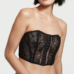 Victoria's Secret Victoria’s Secret‎ Size M Strapless Corset Tank Top Black Lace Mesh Crop New Photo 0