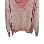 American Eagle Pink Waffle Knit V Neck Top Medium Oversized Seriously Lived In Photo 3