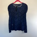Allegra K NWT  Navy Blue Lace See Through Long Sleeve Top sz L Photo 2