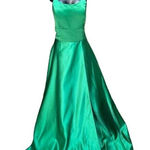 None Women's Party Prom Dress Elegant Emerald Green Halter Backless Long Dress Photo 0