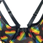 Rainbow Heart Patterned Bralette sz L Black Size L Photo 2