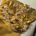 Embellished Gold Scarf with Beaded Fringe Photo 8