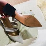 Like New Lamb Leather Heels Mules White Size 6.5 Photo 2