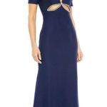 Mac Duggal  2630 Plunge Neck Puff Sleeve Cut Out Gown Navy 8 UB Photo 0