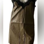 UNIQ Women's Brown Faux Leather Soft Strappy Mini Dress Lace V Photo 0