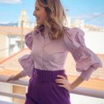 ZARA  STRETCHY POPLIN SHIRT TRF Lilac XS Photo 2