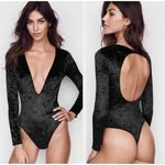 Victoria's Secret Victoria’s Secret velour long sleeve plunge open back thong bodysuit, size M/L Photo 1