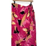 H&M Floral Linen Wrap Skirt Pink‎ Black & Beige Tropical Hawaiian Photo 0