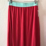 LuLaRoe  Maxi Skirt Coral w/ Mint Lucy Skirt Sz L NWT Chiffon w/ Elastic Waist Photo 2