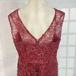 Slny sleeveless maroon red embroidered sequined lace gown size 16 Photo 7